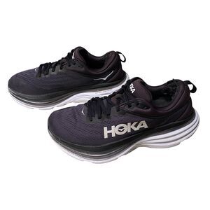 HOKA Bondi 8 Men’s 8.5 D Black White Running Shoes Cushioned – Heel Lining Wear